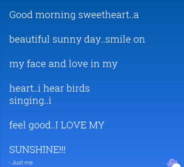 Good Morning Sweetheart A Beautiful Sunny Day